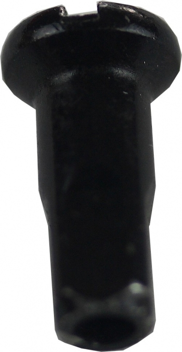 1 Messing Nippel Polyax von Sapim schwarz 2,0 mm (13G) Aufbaunippel für große Felgenlöcher