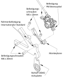 Rohloff Monkey Bone Adapter zur Drehmomentabstützung 160 oder 180 mm