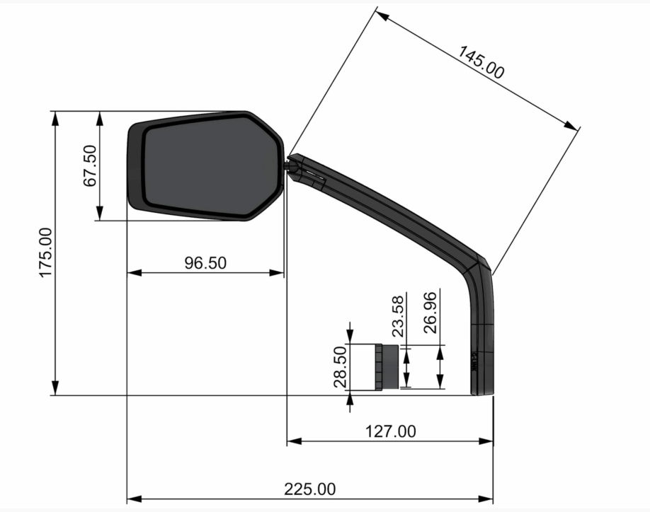 CONTEC Rückspiegel E-View Evo GL getönt beidseitig verwendbar 145 mm Spiegelarm