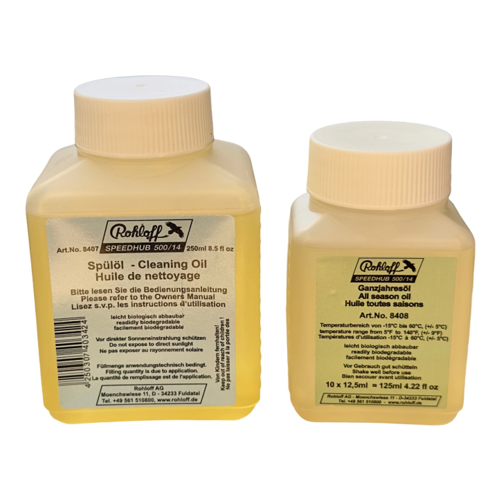 125 ml Rohloff Ganzjahresöl und 250 ml Spülöl