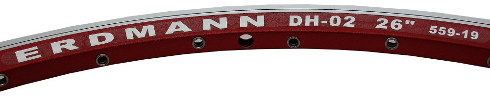 26 Zoll V-Brake Felge Erdmann DH-02 32 Loch rot sandgestrahlt (matt) eloxiert