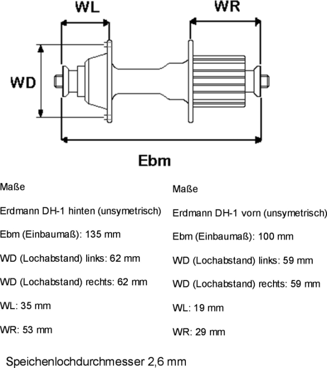 Erdmann Vorderradnabe Erdmann DH-1 gold eloxiert